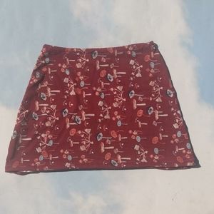 Mushroom Printed Knit Mini Skirt Coquette Skirt Cottagecore Mini Skirt Pattern